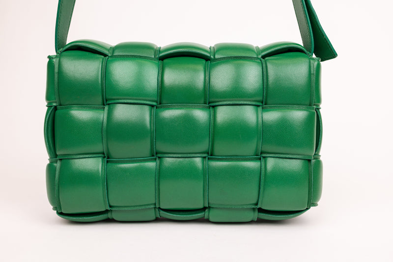 Bottega Veneta Green Leather Nappa Intreccio Cassette Bag