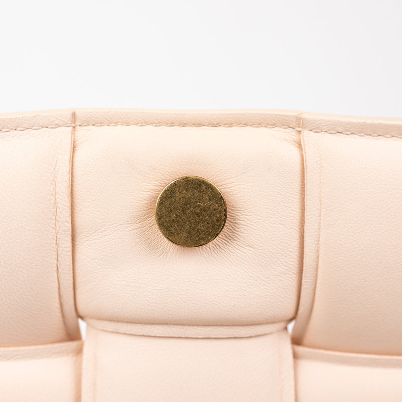 Bottega Veneta Peach Orange Pink Intrecciato Padded Cassette Crossbody Bag