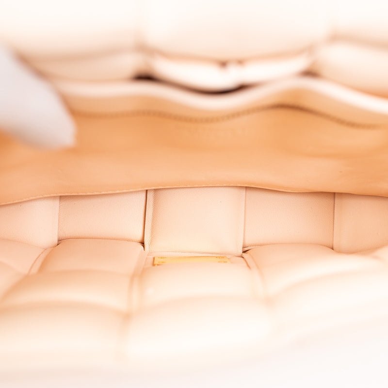 Bottega Veneta Peach Orange Pink Intrecciato Padded Cassette Crossbody Bag