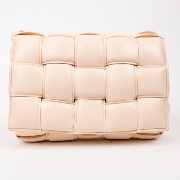 Bottega Veneta Peach Orange Pink Intrecciato Padded Cassette Crossbody Bag