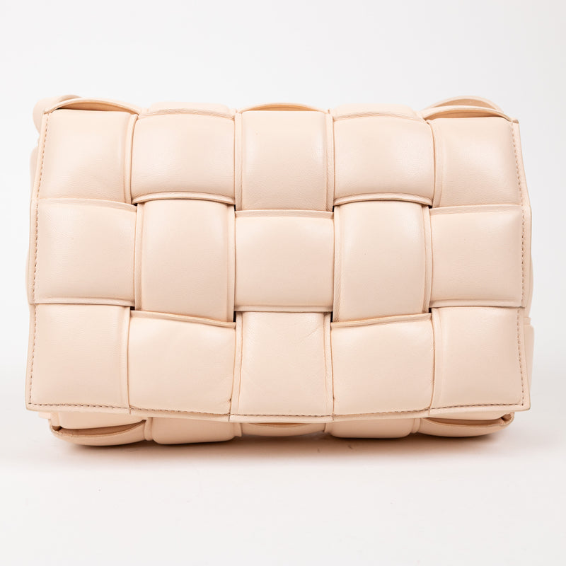 Bottega Veneta Peach Orange Pink Intrecciato Padded Cassette Crossbody Bag