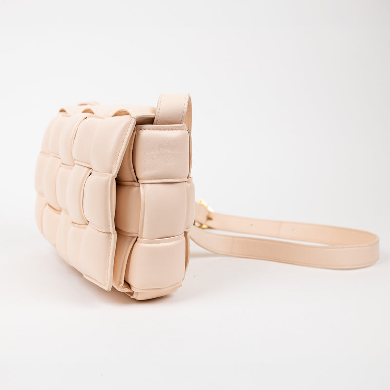 Bottega Veneta Peach Orange Pink Intrecciato Padded Cassette Crossbody Bag