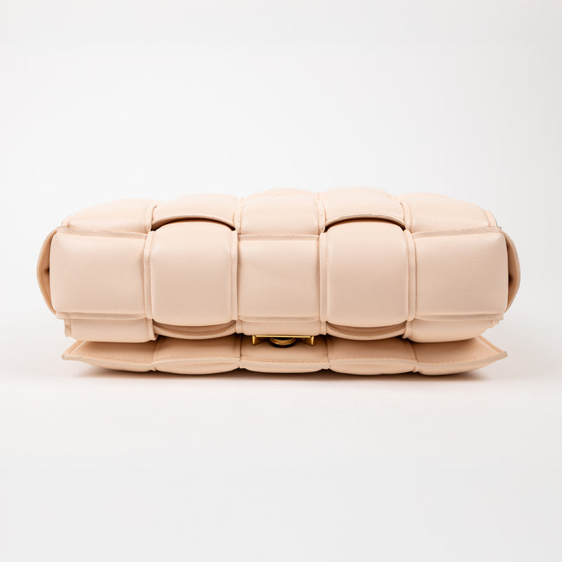 Bottega Veneta Peach Orange Pink Intrecciato Padded Cassette Crossbody Bag