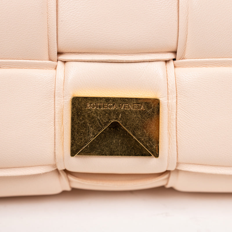 Bottega Veneta Peach Orange Pink Intrecciato Padded Cassette Crossbody Bag