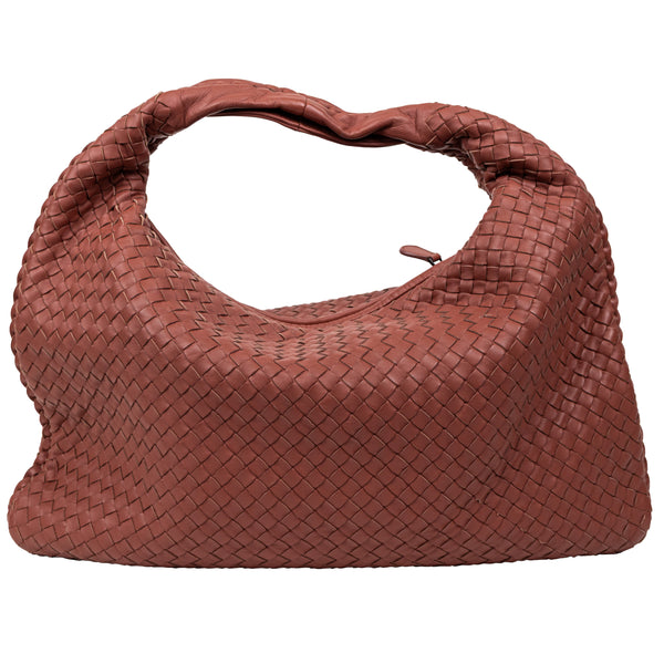 Bottega Veneta Mauve Pink Brown Intrecciato Hobo Bag