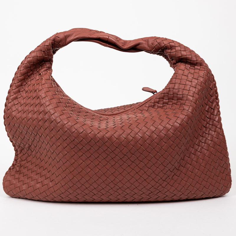 Bottega Veneta Mauve Pink Brown Intrecciato Hobo Bag