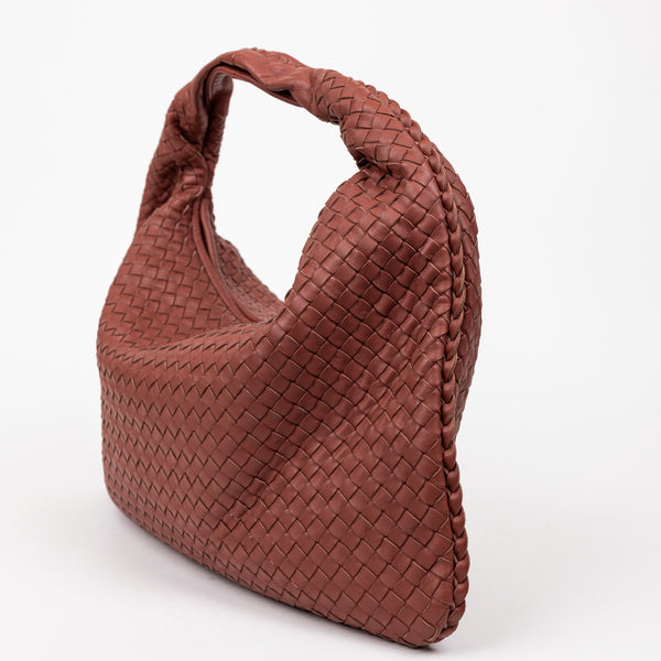 Bottega Veneta Mauve Pink Brown Intrecciato Hobo Bag