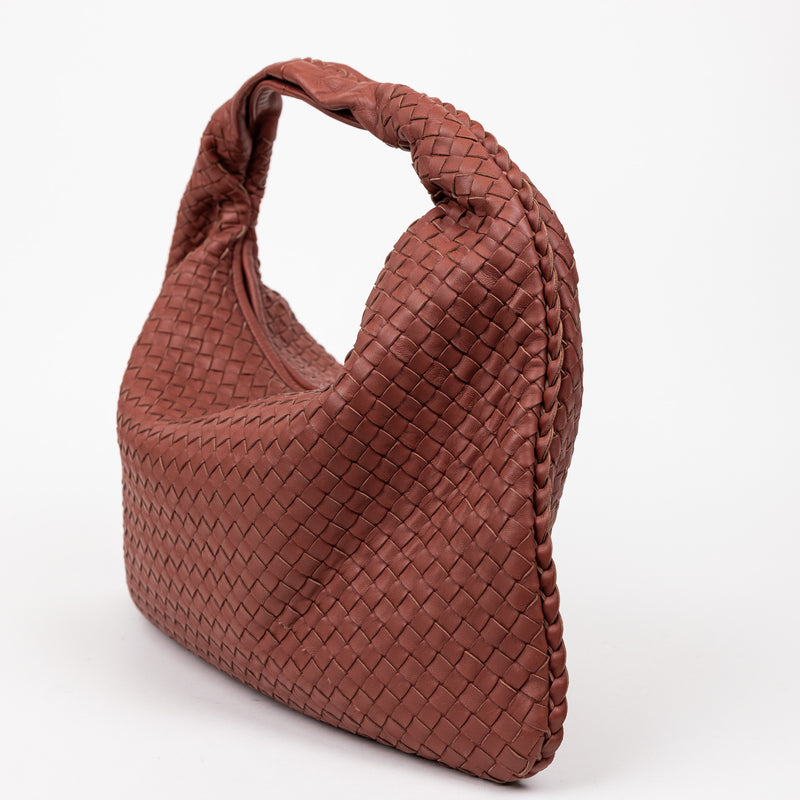 Bottega Veneta Mauve Pink Brown Intrecciato Hobo Bag