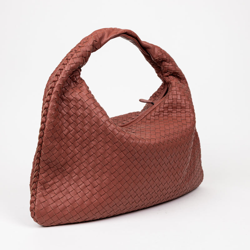 Bottega Veneta Mauve Pink Brown Intrecciato Hobo Bag