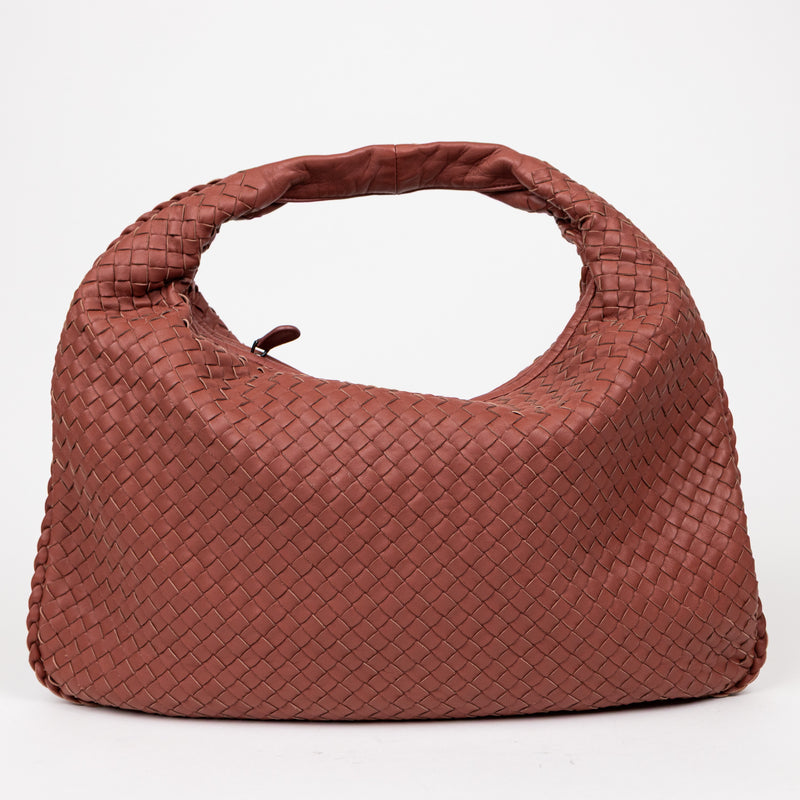 Bottega Veneta Mauve Pink Brown Intrecciato Hobo Bag