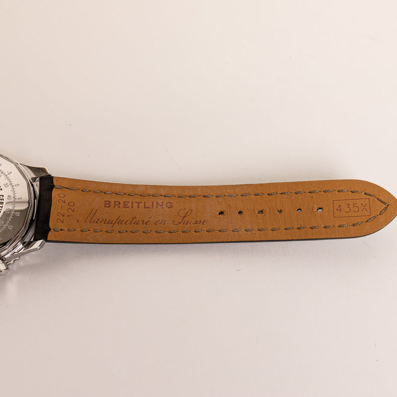 Breitling Silver Black Navitimer Chronograph Stainless Steel Case