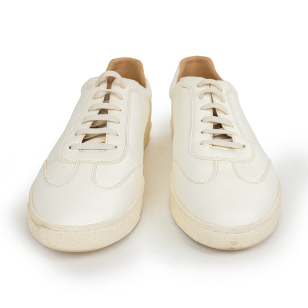 Brunello Cucinelli Cream Grained Deerskin Leather Sneakers 46