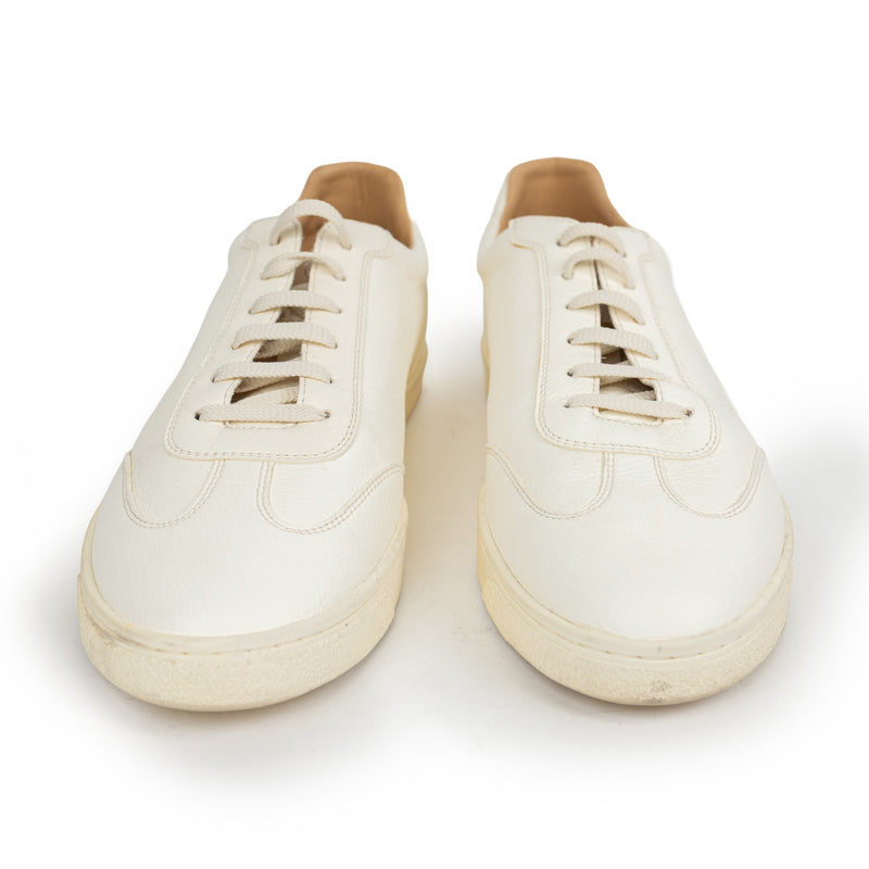 Brunello Cucinelli Cream Grained Deerskin Leather Sneakers 46