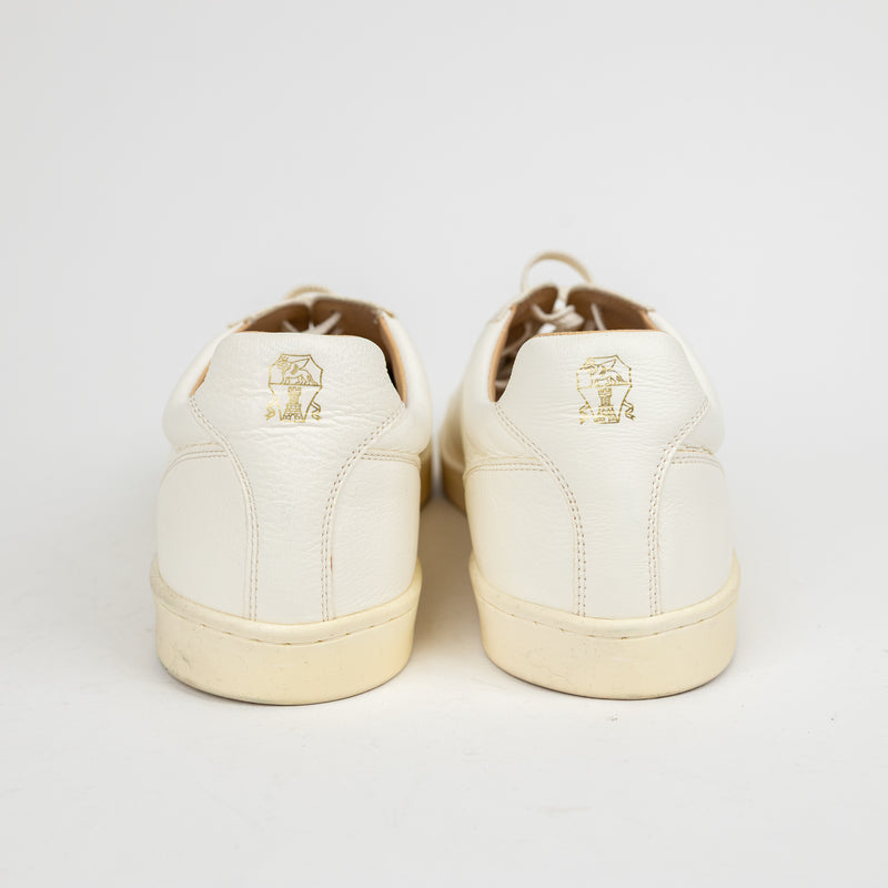 Brunello Cucinelli Cream Grained Deerskin Leather Sneakers 46