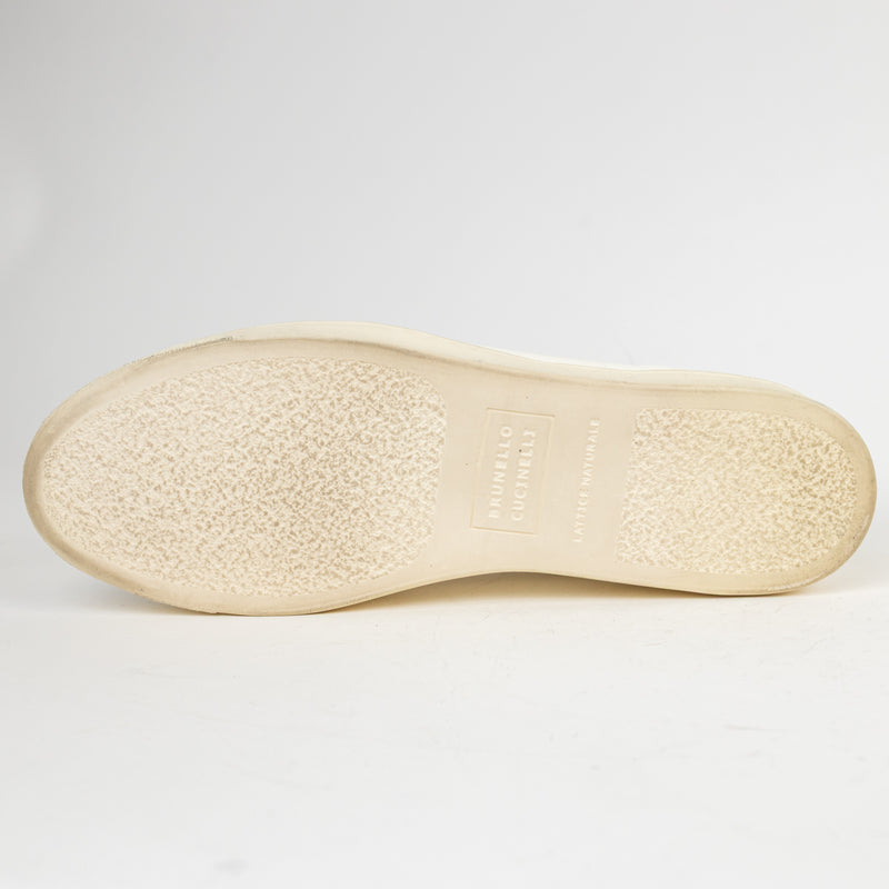 Brunello Cucinelli Cream Grained Deerskin Leather Sneakers 46