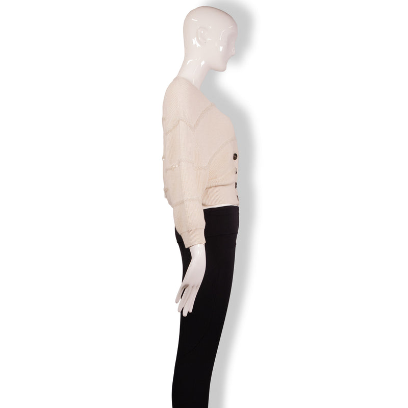 Brunello Cucinelli Cream Sequin Crochet Cardigan Size 4