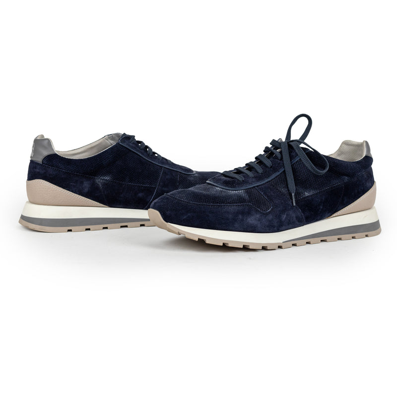 Brunello Cucinelli Navy Blue Suede Olimpo Sneakers 46