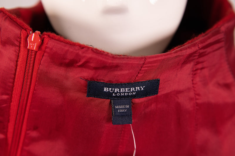 Burberry Red Black Brushed Felt Skirt Size 4