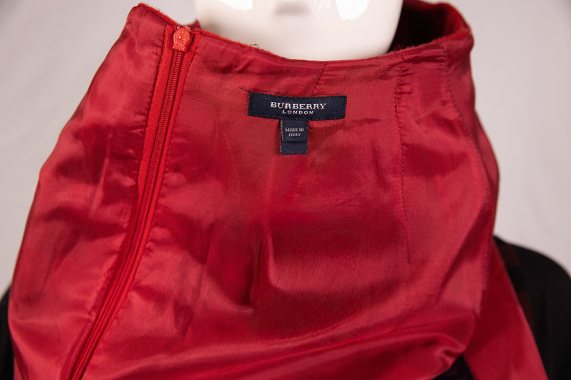 Burberry Red Black Brushed Felt Skirt Size 4