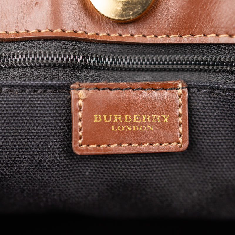 Burberry Double Handle Nova Tan Beige Checkered Tote Bag