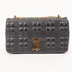 Burberry Lola Quilted Black Leather Bag with Gold Hardware