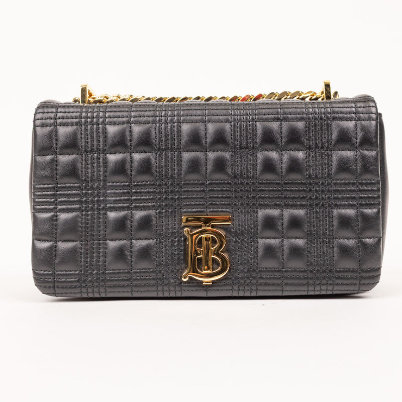 Burberry Lola Quilted Black Leather Bag with Gold Hardware