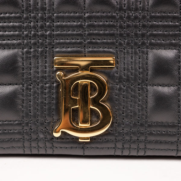 Burberry Lola Quilted Black Leather Bag with Gold Hardware