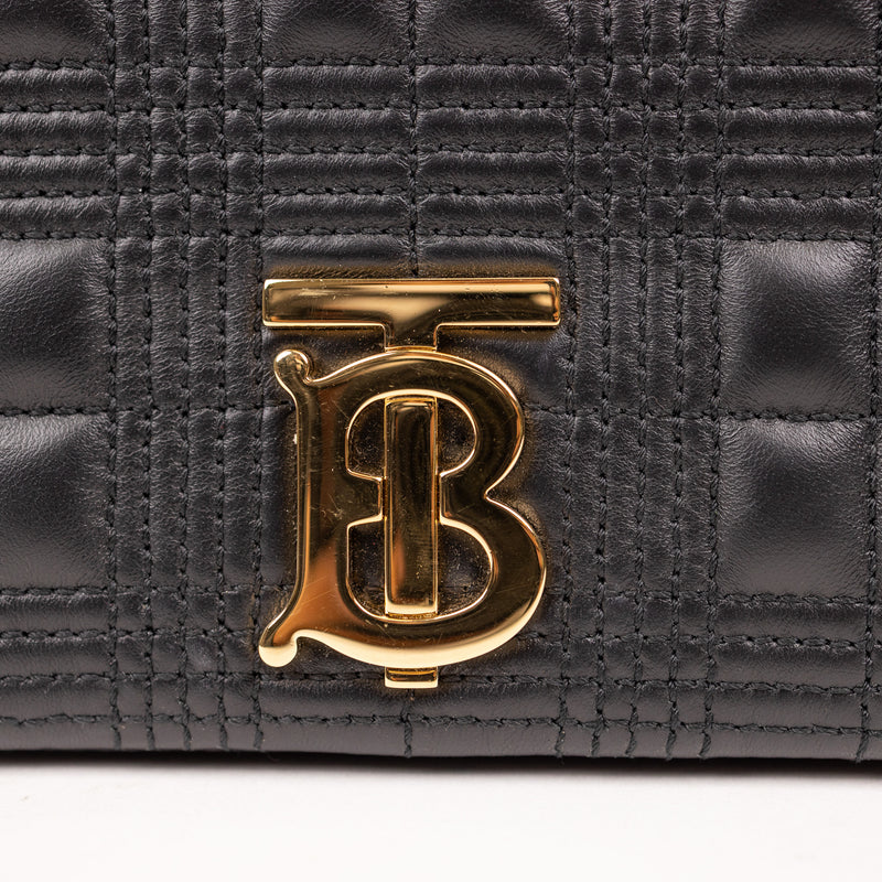 Burberry Lola Quilted Black Leather Bag with Gold Hardware