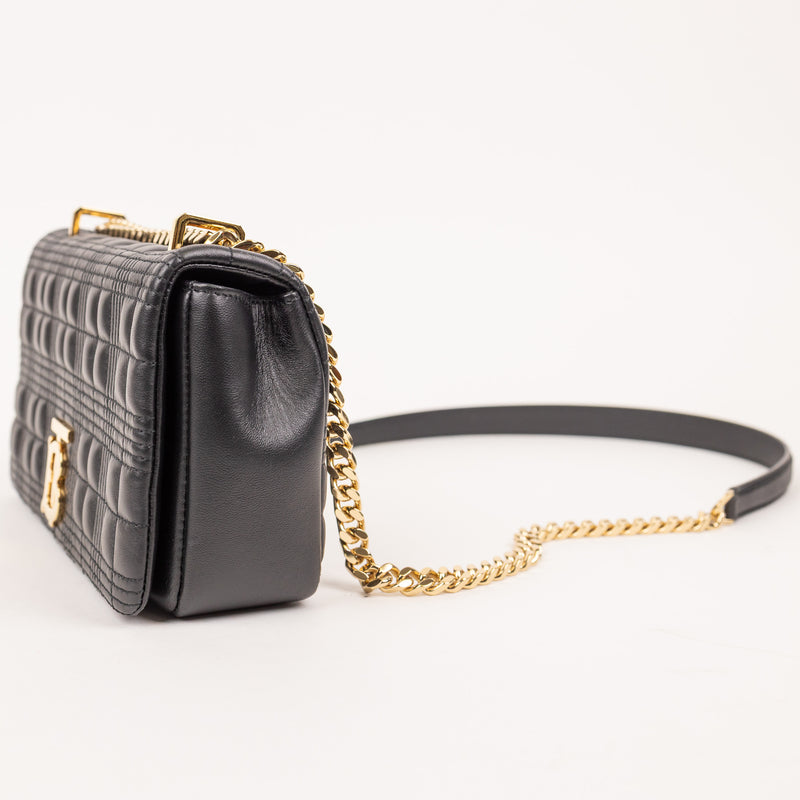 Burberry Lola Quilted Black Leather Bag with Gold Hardware