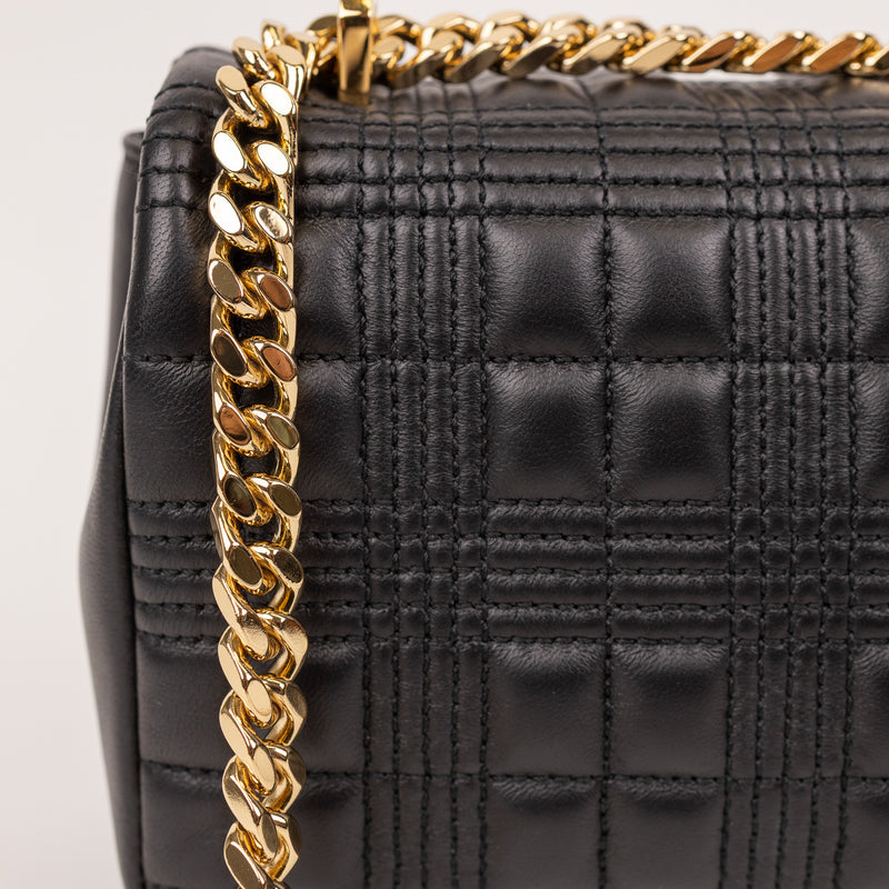 Burberry Lola Quilted Black Leather Bag with Gold Hardware