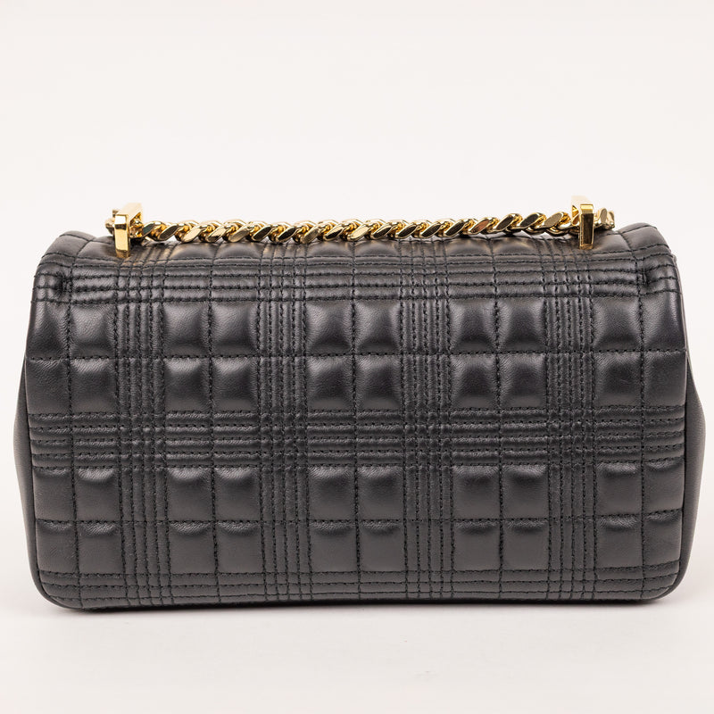 Burberry Lola Quilted Black Leather Bag with Gold Hardware