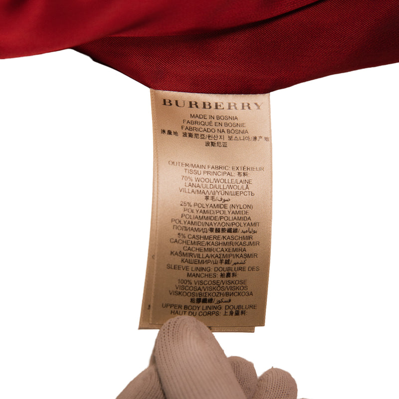 Burberry Brit Red Wool Belted Coat Size S