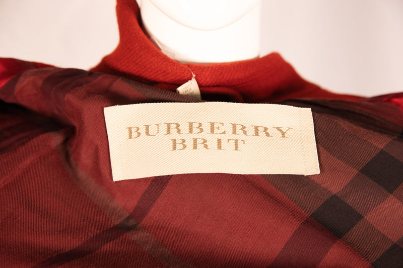 Burberry Brit Red Wool Belted Coat Size S