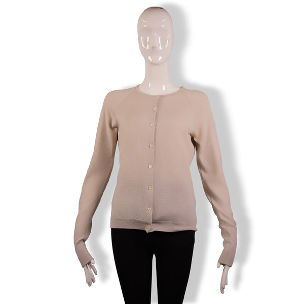 Burberry Tan Pleated Cuff Cardigan Size L