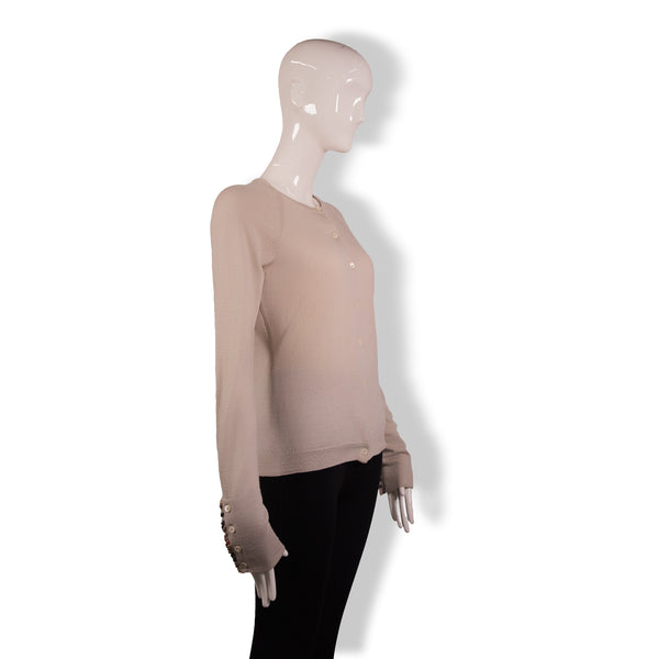 Burberry Tan Pleated Cuff Cardigan Size L