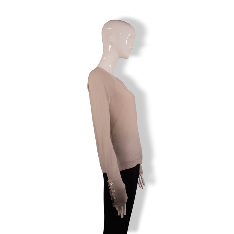 Burberry Tan Pleated Cuff Cardigan Size L