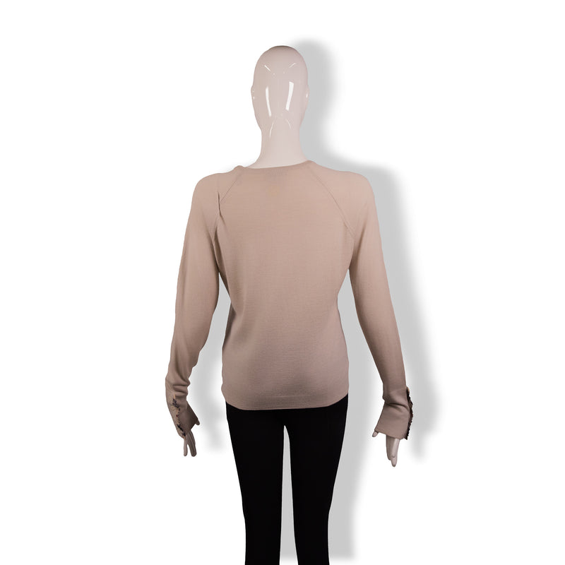 Burberry Tan Pleated Cuff Cardigan Size L