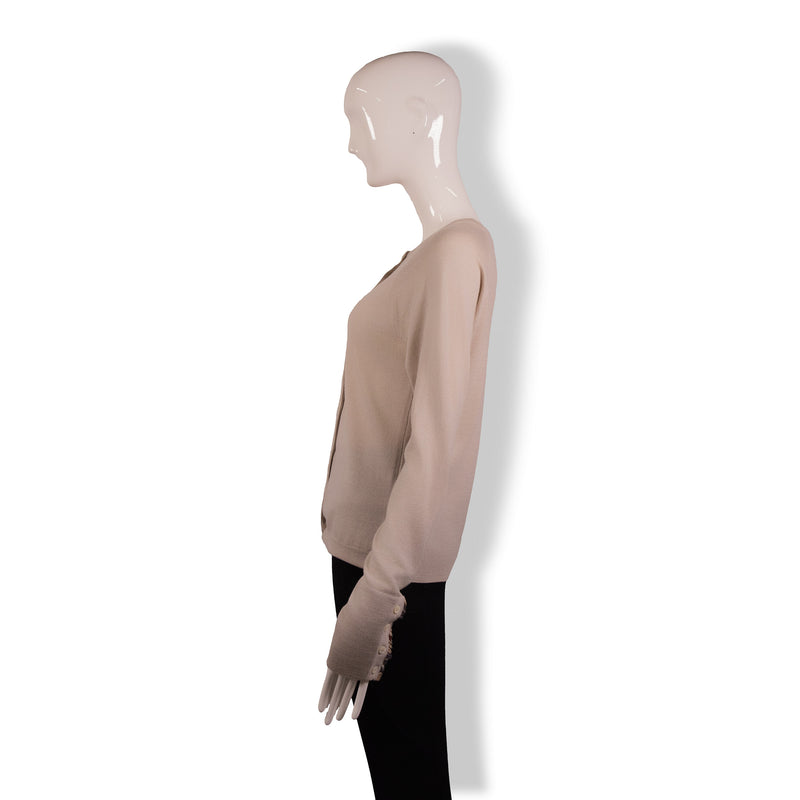 Burberry Tan Pleated Cuff Cardigan Size L