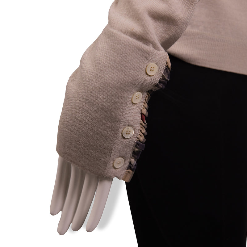 Burberry Tan Pleated Cuff Cardigan Size L