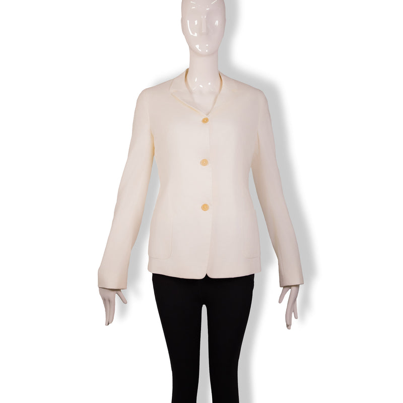 Burberry White Elastic Blazer Size 40
