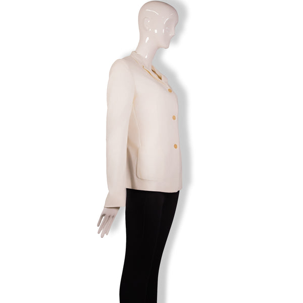 Burberry White Elastic Blazer Size 40