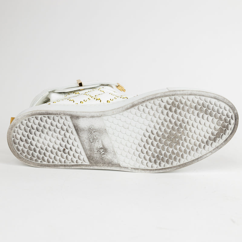 Buscemi White Yellow 100MM High Top Leather Sneakers 40