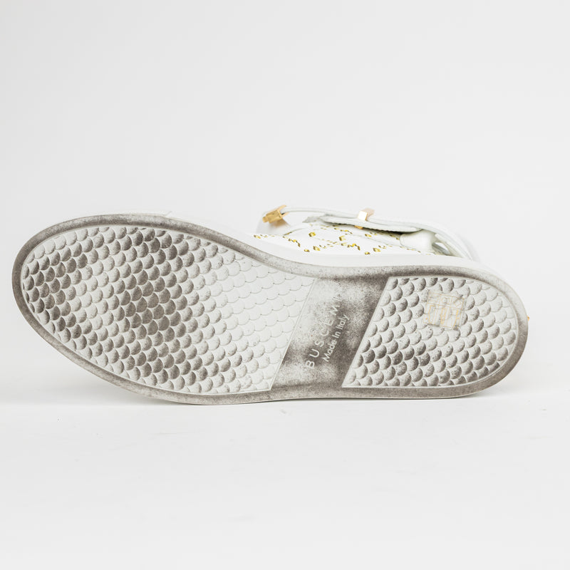 Buscemi White Yellow 100MM High Top Leather Sneakers 40