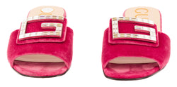 Gucci Rose Pink Velvet Crystal GG Slides Size 37