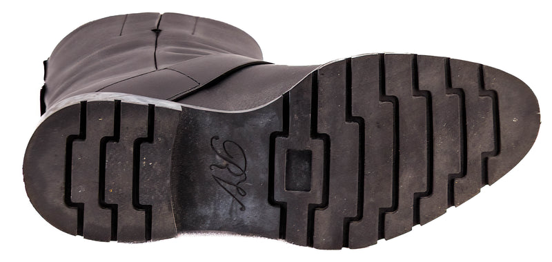 Roger Vivier Moto Lug Boots Black Leather Silver Buckle Size 36