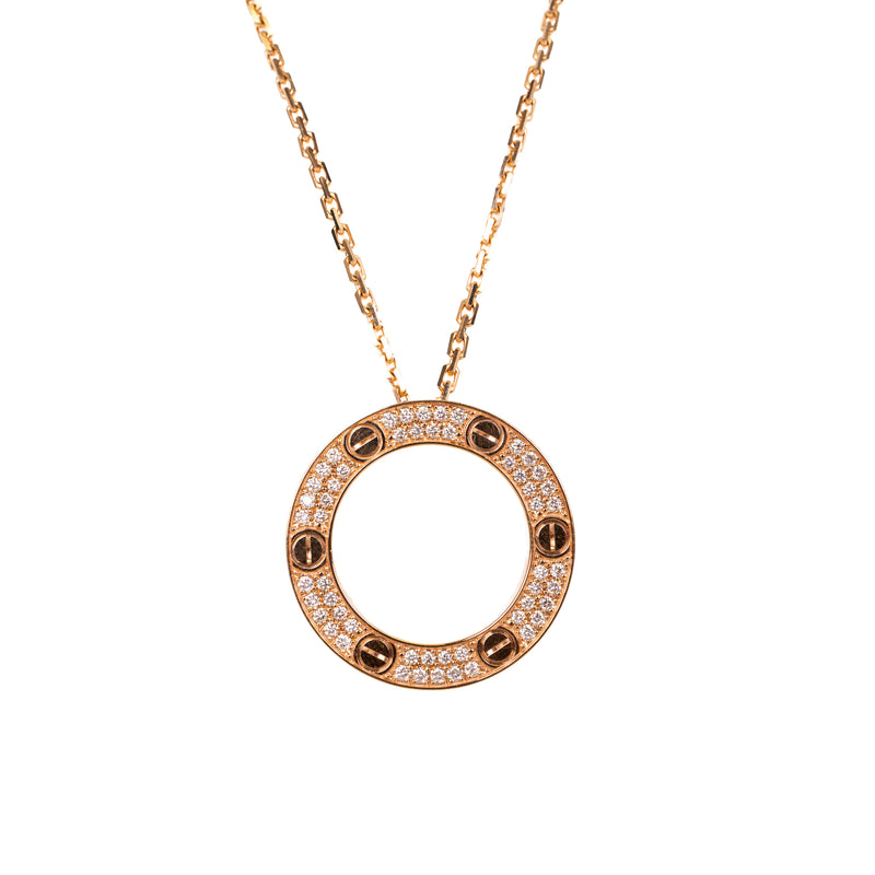 Cartier Rose Pink Gold Pavé Love Pendant