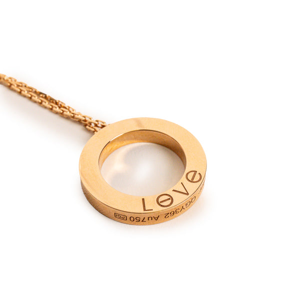Cartier Rose Pink Gold Pavé Love Pendant