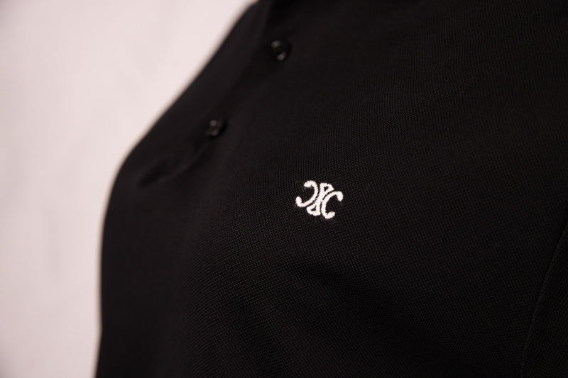 Celine Black White Striped Collar Polo Top Size S