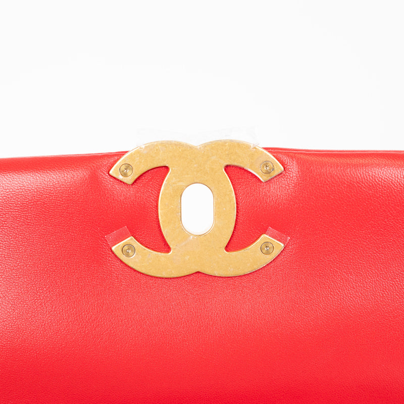 Chanel Red Lambskin Quilted 19 Shoulder Bag