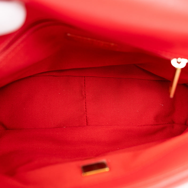 Chanel Red Lambskin Quilted 19 Shoulder Bag
